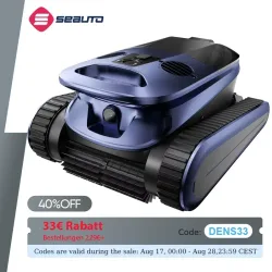 (Neu 2026) Seauto SAT 40 Roboter-Poolreiniger, Wasserlinienreinigung, KI-Sonar-Navigation, 240 Min. Laufzeit, bis zu 300 m² Fläche