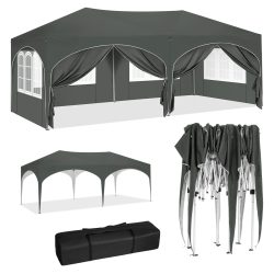 WOLTU 3x6m Gartenpavillon Faltbarer Pavillon mit 6 Seitenwänden Höhenverstellbar Wasserdicht UV-Schutz Partyzelt mit Tasche