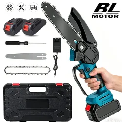 DWiusty Mini-Kettensäge 6 Zoll 3000W Kabellose Holzbearbeitungs- und Garten-Elektrosäge Schneidwerkzeug Kompatibel mit Makita 18V Akku
