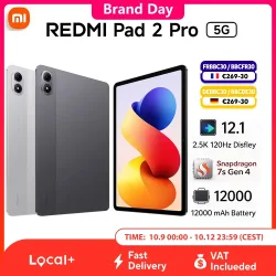 Xiaomi Redmi Pad 2 Pro 5G Tablet, 6?GB RAM, 128?GB Speicher, Snapdragon®?7s?Gen?4, 12,1?Zoll 2,5K?Display, 120?Hz Bildwiederholrate, 12000?mAh Akku, 8?MP Kamera, Ohne Ladegerät