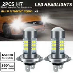 2PCS Front-LED-Scheinwerferlampen Scheinwerfer H7 Fern- und Abblendlicht 6000K Super White