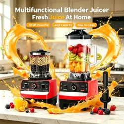 2-in-1 Professioneller Mixer 2L Smoothie-Maker Küchenmaschine Eiscrusher Hochleistungs-Entsafter für Obst, Gemüse und Eis BPA-frei