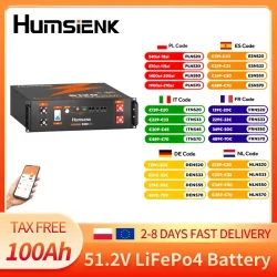 Humsienk 48V 100Ah LiFePO4 Lithium-Batterie mit Bluetooth |   UL1973-geprüft |   3U Server-Rack mit Aktiver Balancierung, Max. 5120Wh & 100A BMS für Netzunabhängige Solaranlagen, Backup,