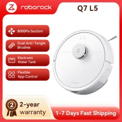 roborock Q7 L5 (Upgrade-Version von Q5 Pro) mit 8000Pa extrem starker Saugleistung, doppeltem Anti-Verwicklungs-System, präziser LiDAR-Navigation und intelligenten Sperrzonen