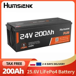 Humsienk, Humsienk 24V 200Ah LiFePO4 Lithium-Batterie, integriertes 250A BMS, 6000+ Deep-Cycle-Lithium-Akkus mit Niedertemperaturschutz, max. 5120Wh, für Wohnmobile, Camper, Trollingmotoren, Marine