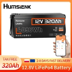 Humsienk 12V 320Ah LiFePO4 Lithium-Eisenphosphat-Batterie, eingebautes 250A BMS mit Bluetooth-Überwachung, Deep-Cycle-Batterie für Solar, Wohnmobile, Marine, Boote und Off-Grid-Energiespeicher.