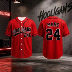 2026 Bruno Mars 24K Hooligans Baseball-Trikot für Herren und Damen, Unisex, kurzärmelig, Hip-Hop-Streetwear-Tops für Fans, Kinder und Erwachsene