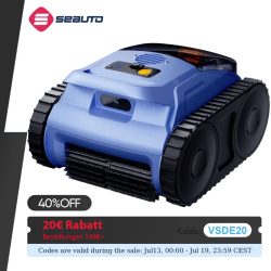 Seauto SAT20pro Poolreiniger, 150 Minuten Betriebszeit, für bis zu 2000 Quadratfuß, 45.000 Pa starke Saugkraft, Wandkletterfunktion für Aufstellpools
