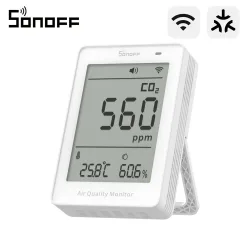 SONOFF SAWF-08P AirGuard CO2 Messgerät WLAN Matter Luftqualitätsmonitor mit Temperatur- & Feuchtigkeitsmesser Ton- & Lichtalarm