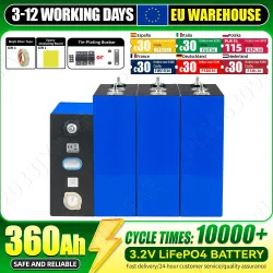Futuraglow, Brandneue 3,2V 360Ah Lifepo4-Batterie, 10000+ Zyklen, sichere wiederaufladbare Zelle mit 3 Zubehörartikeln als Geschenk, Klasse A, DIY 12V 24V 48V für Wohnmobile, Elektrofahrzeuge, Heimenergie,