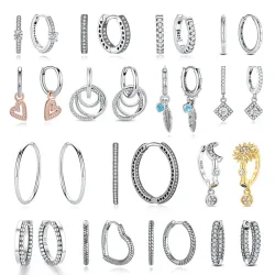 Original 925 Sterling Silber Ohrringe für Frauen, Piercing-Creolen, Liebesherz, baumelnde Ohrringe, Roségold, Hochzeitsgeschenk, Luxusschmuck