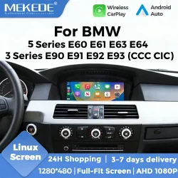 MEKEDE 8,8-Zoll-Touchscreen-Display für CarPlay und Android Auto für BMW 3er E90 E91 E92 E93 5er E60 E61 mit GPS, WLAN, BT, AirPlay, Autolink und Stereo-Radio