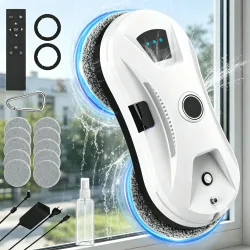 5600Pa Ultraflacher Intelligenter Automatischer Fensterputzroboter Leistungsstarke Adsorption Elektrische Glasreinigungsmaschine Fernbedienung für Innen- und Außenbereich Auto-Fensterreinigungsgerät