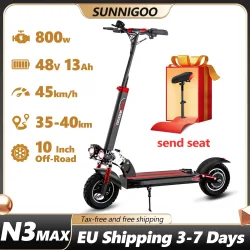 SUNNIGOO, SUNNIGOO Elektroroller für Erwachsene, 10 Zoll Offroad, 48V Lithium-Akku, Höchstgeschwindigkeit ? ? 45km/h E-Scooter mit Sitz, faltbar, große Reichweite, starker Antrieb, gute Steigfähigkeit, tragbar,