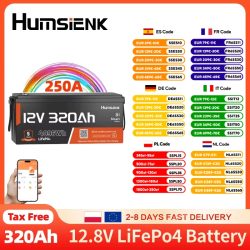 Humsienk LiFePO4 12V 320Ah Batterie mit integriertem Bluetooth 250A BMS Lithium-Akku für Golfwagen, Wohnmobile, Offroad, Haushalt, Camping, ECE R10 zertifiziert