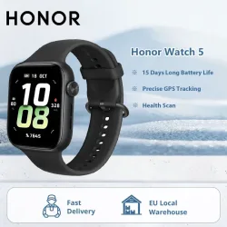 HONOR Watch 5 Smartwatch (globale Version) ? Integriertes GPS, 1,85-Zoll-AMOLED-Farbdisplay, 480-mAh-Akku, 15 Tage Akkulaufzeit, 5 ATM + IP68, Bluetooth-Telefonie