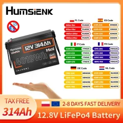 Humsienk, Humsienk LiFePO4-Akku 12V 314Ah mit Niedertemperaturschutz, integriertem 200A BMS, Mini-Format, wiederaufladbar, 4019Wh Energie, Deep-Cycle, perfekt für Heim- und Outdoor-Stromversorgung