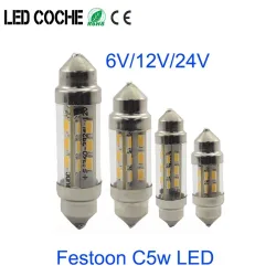 C10W C5W LED Girlande 31mm 36mm 39mm 42mm 6V12V 24V Weiße Glühbirnen für Autos Kennzeichen Innen Lesen Boot Licht 5 stücke