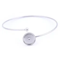 5 Stück Manschettenarmband-Basisrohlinge aus Edelstahl, passend für 8 mm und 12 mm runde Cabochon-Fassungen, DIY-Armreif-Lünettenschalen für Armbänder