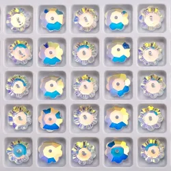 Einzelloch-Kristall-Blumen-Anhänger mit flachem Boden, 6/8/10 mm, glänzende AB-Glas-Rundperlen für die Schmuckherstellung, Halsketten, Ohrringe, DIY