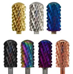 RolinStar 6.6 Große Runde Bohrerspitzen 4XC Gold Silber Dunkelviolett Blau Regenbogen Roségold 7 verschiedene Farben Nagelbohrer
