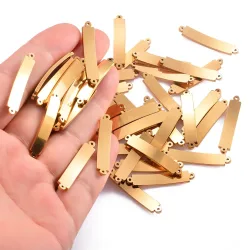 20 Stück Edelstahl Blanko Stempeln Rechteck Tags Armband Charms DIY Schmuck 2 Löcher DIY Stecker zum nicht ausziehen Farbe