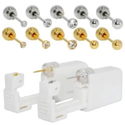 1PC 316L Chirurgenstahl Ohrstecker Einweg Steriler Piercing Ohrstecker mit Sicherer Kugel Schnalle Set Piercing Gun Body Piercing Schmuck