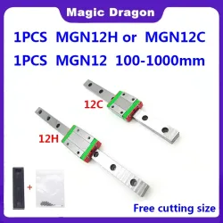 12mm Linearführung MGN12 100 150 200 250 300 350 400 450 500 550 600 700 800 1000 mm +MGN12H oder MGN12C Block für 3D-Drucker CNC