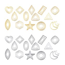 20 Stück 2 Farben 14 Stile Mix geometrische Figur Charm Edelstahl Anhänger offen gepresste Harz Rahmen Form Lünette DIY Schmuckherstellung