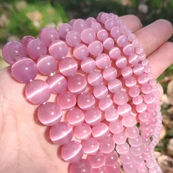 4/6/8/10/12mm Rosa Farbe Cat Eye Opal Perlen Naturstein Glas Lose Perlen für Schmuck Machen DIY Armbänder Zubehör 15''