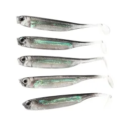 5 Teile/los Angeln Weichen Köder 7CM 7,5 CM 1,7G 2,3G 2,7G T Schwanz fisch Angeln Lockt regenbogen Farbe Pailletten Schaukel Angeln Spinner Köder