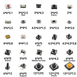 125-teiliges sortiertes Mikrodrucktaster-Taktschalter-Set ? 25 Typen, einschließlich Reset- und Mini-Blattschalter, SMD/DIP 2 x 4, 3 x 6, 4 x 4, 6 x 6