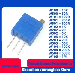 10 Stück 3296W 3296 50 100 200 500 Ohm 1K 2K 5K 10K 20K 50K 100K 200K 500K 1M Ohm 103 100R 200R 500R Trimpot Trimmer Potentiometer