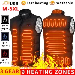 9-beheizte Weste Zonen Elektrisch beheizte Jacken Männer Frauen Sportbekleidung Beheizter Mantel Graphene Heat Coat USB-Heizjacke für Camping
