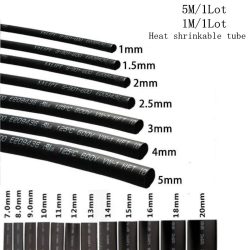 5/1 METER/LOS SCHWARZ 1 mm 1,5 mm 2 mm 2,5 mm 3 mm 3,5 mm 4 mm 5 mm 6 mm Schrumpfschlauch