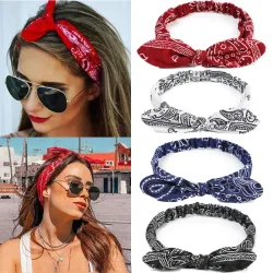 Neue Frauen Boho Weicher Solid Print Stirnbänder Vintage Kreuz Bowknot Elastische Haarbänder Haar Krawatte Turban Bandanas Mädchen Haar Zubehör