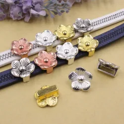 Onebeading Tibetsilber-Blumen-Schieberperlen für Armbänder, Halsketten, DIY-Herstellungszubehör, 14 x 15 mm, Loch: ca. 3 x 10,5 mm, 30 Stück