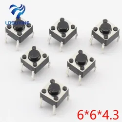 50 teile/los 6x6x4,3 MM 4PIN G89 Tactile Tact Push Button Micro Schalter Direkt Plug-in Selbst-reset DIP Top Kupfer