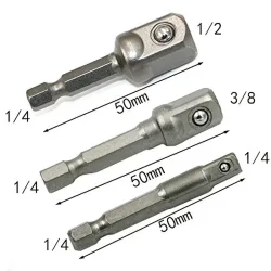 Chrom-Vanadium-Stahl-Steckschlüssel-Adapter-Set, Sechskantschaft, 1/4 Zoll, 3/8 Zoll, 1/2 Zoll Verlängerungsbohrer, Stangen-Set, Elektrowerkzeuge TF003