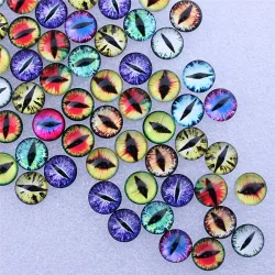 Von 6 mm bis 25 mm, zufällig gemischte, runde Plüschpuppen-Augen, paarweise, Glas-Flachrück-Foto-Cabochons, DIY-Zubehör K06011