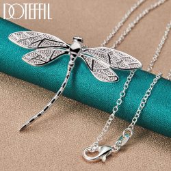 DOTEFFIL Halskette mit 40?75 cm langer Kette aus 925er-Sterlingsilber mit großem Libellen-Anhänger für Frauen, Hochzeit, Verlobung, Party, Modeschmuck