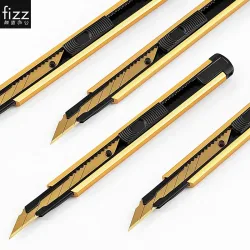 Fizz Allzweckmesser aus Aluminiumlegierung, goldenes Messer, Metallklinge, selbstsicherndes Design, scharfer Winkel mit Bruchmesserschneider, Heimbüro