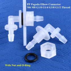5 ~ 200 stücke M6 ~ G1/2 Zu 2,4-11,1mm PP Pagode Ellenbogen Stecker + mutter O-Ring Bewässerung Aquarium Tank Adapter Bewässerung Wasser Schlauch Joint