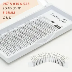 Seashine Long Stem 2D 4D 6D 7D Falsche Wimpern Vorgefertigte russische Volumenfächer Faux Nerz Vorgefertigte Wimpernverlängerungen Make-up