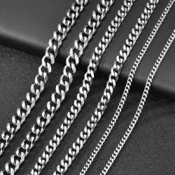 Kubanische Gliederkette für Herren, Größe 3,6/5/6/7/8/9 mm, Punk-Halskette für Herren, Edelstahl, männlicher Modeschmuck, Geschenke für Männer