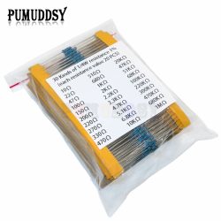 600 teile/satz 30 Arten 1/4 W Widerstand 1% Metall Film Widerstand Pack Assorted Kit 1 K 10 K 100 K 220 ohm 1 M Widerstände 300 teile/satz