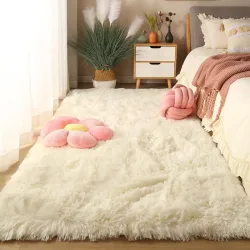 Waschbarer Langflor-Teppich für Wohnzimmer, Couchtisch, Flauschige Große Teppiche 160x230, Mädchen-Schlafzimmer, Dicke Teppiche, Rutschfeste Innenmatten
