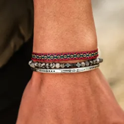 3 Teile/satz Einstellbare 925 Silber Überzogene Armband Naturstein Karte Stein Perlen Tibetischen Buddha Knoten Seil Für Männer Schmuck Geschenk