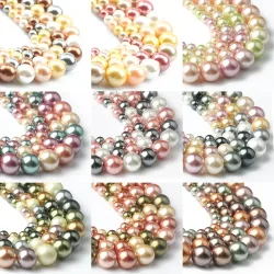 15 farben Shell Perlen Perlen Natürliche Shell Runde Lose Spacer Perlen für Schmuck Machen DIY Armband Ohrringe 15''