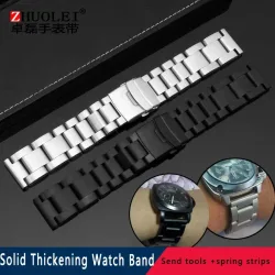 Solide Verdickung 5,5 mmlarge größe Edelstahl Uhrenarmbänder Silber schwarz 22mm 24mm 26mm Matte Metall Armband Armband handgelenk Uhr